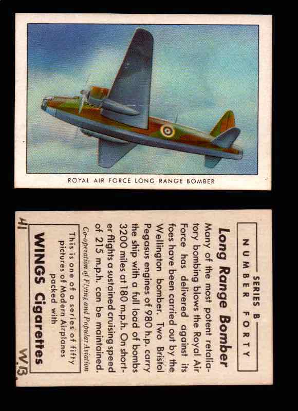 1941 Modern American Airplanes Series B Vintage Trading Cards Pick Singles #1-50 40	 	Royal Air Force Long Range Bomber  - TvMovieCards.com