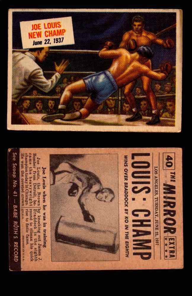 1954 Scoop Newspaper Series 1 Topps Vintage Trading Cards You Pick Singles #1-78 40   Joe Louis New Champ  - TvMovieCards.com