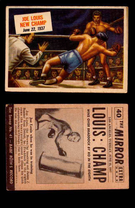 1954 Scoop Newspaper Series 1 Topps Vintage Trading Cards You Pick Singles #1-78 40   Joe Louis New Champ  - TvMovieCards.com