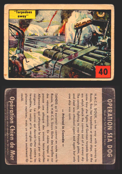 1954 Parkhurst Operation Sea Dogs You Pick Single Trading Cards #1-50 V339-9 40 “Torpedoes Away”  - TvMovieCards.com