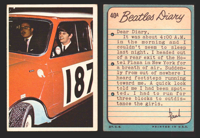 Beatles Diary Topps 1964 Vintage Trading Cards You Pick Singles #1A-#60A #	40	A  - TvMovieCards.com