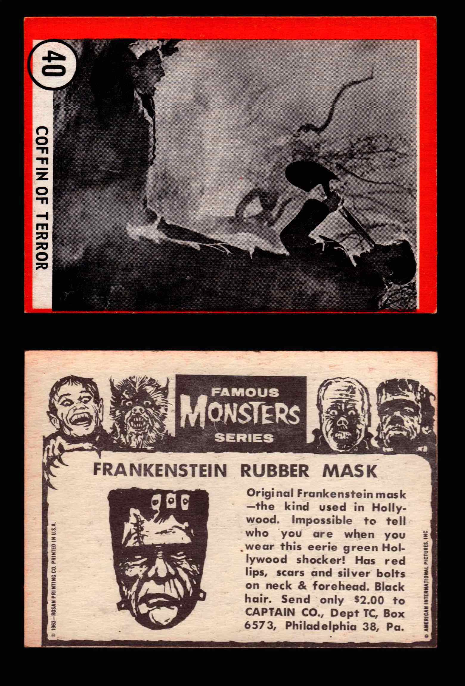 Famous Monsters 1963 Vintage Trading Cards You Pick Singles #1-64