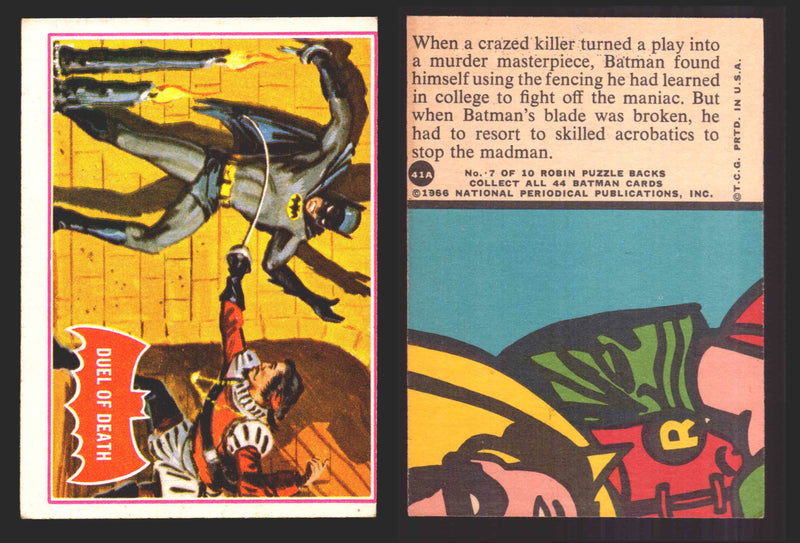 1966 Batman Series A (Red Bat) Vintage Trading Card You Pick Singles #1A-44A #41  - TvMovieCards.com