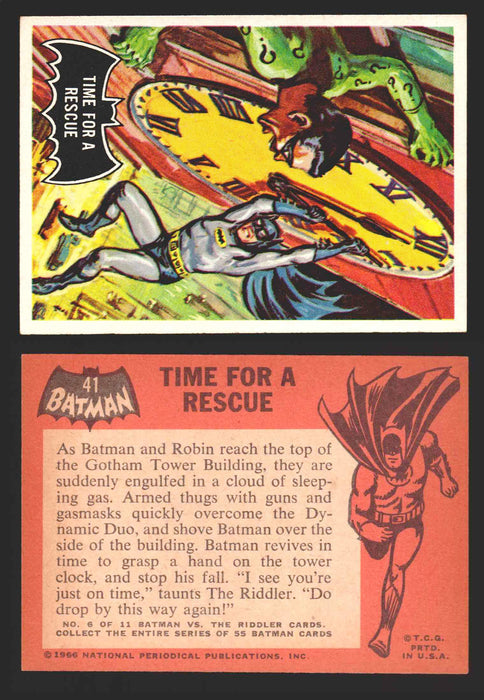 1966 Batman (Black Bat) Vintage Trading Card You Pick Singles #1-55 #	 41   Time for a Rescue  - TvMovieCards.com