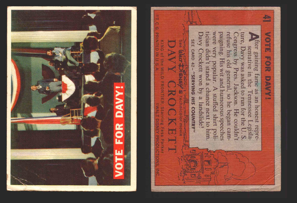 Davy Crockett Series 1 1956 Walt Disney Topps Vintage Trading Cards You Pick Sin 41   Vote for Davy!  - TvMovieCards.com