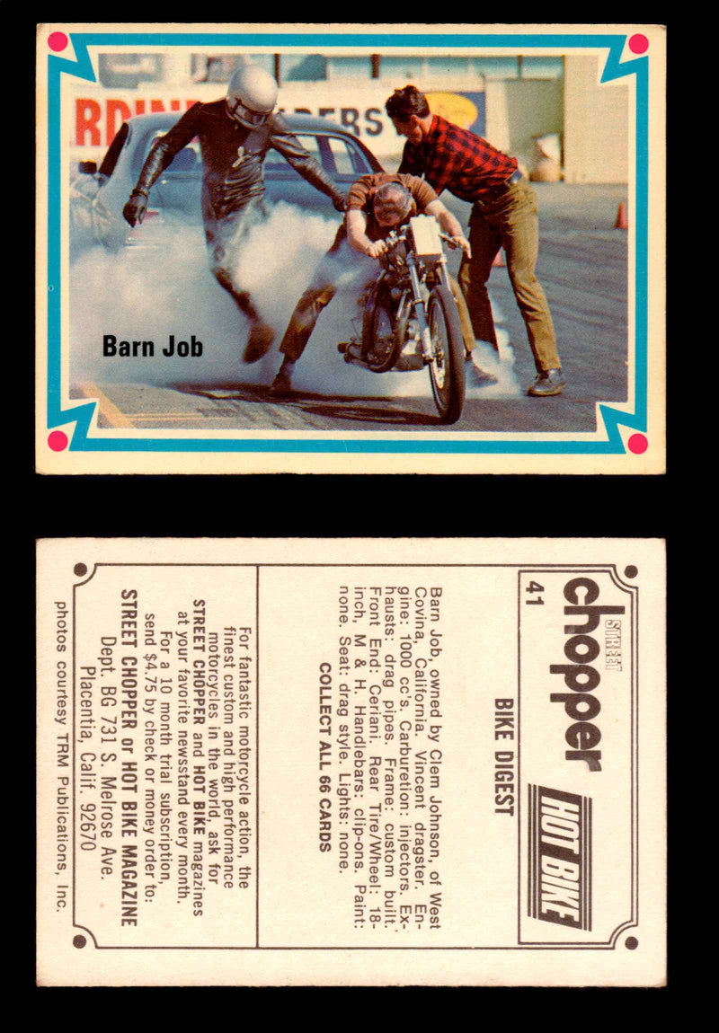1972 Street Choppers & Hot Bikes Vintage Trading Card You Pick Singles #1-66 #41   Barn Job  - TvMovieCards.com