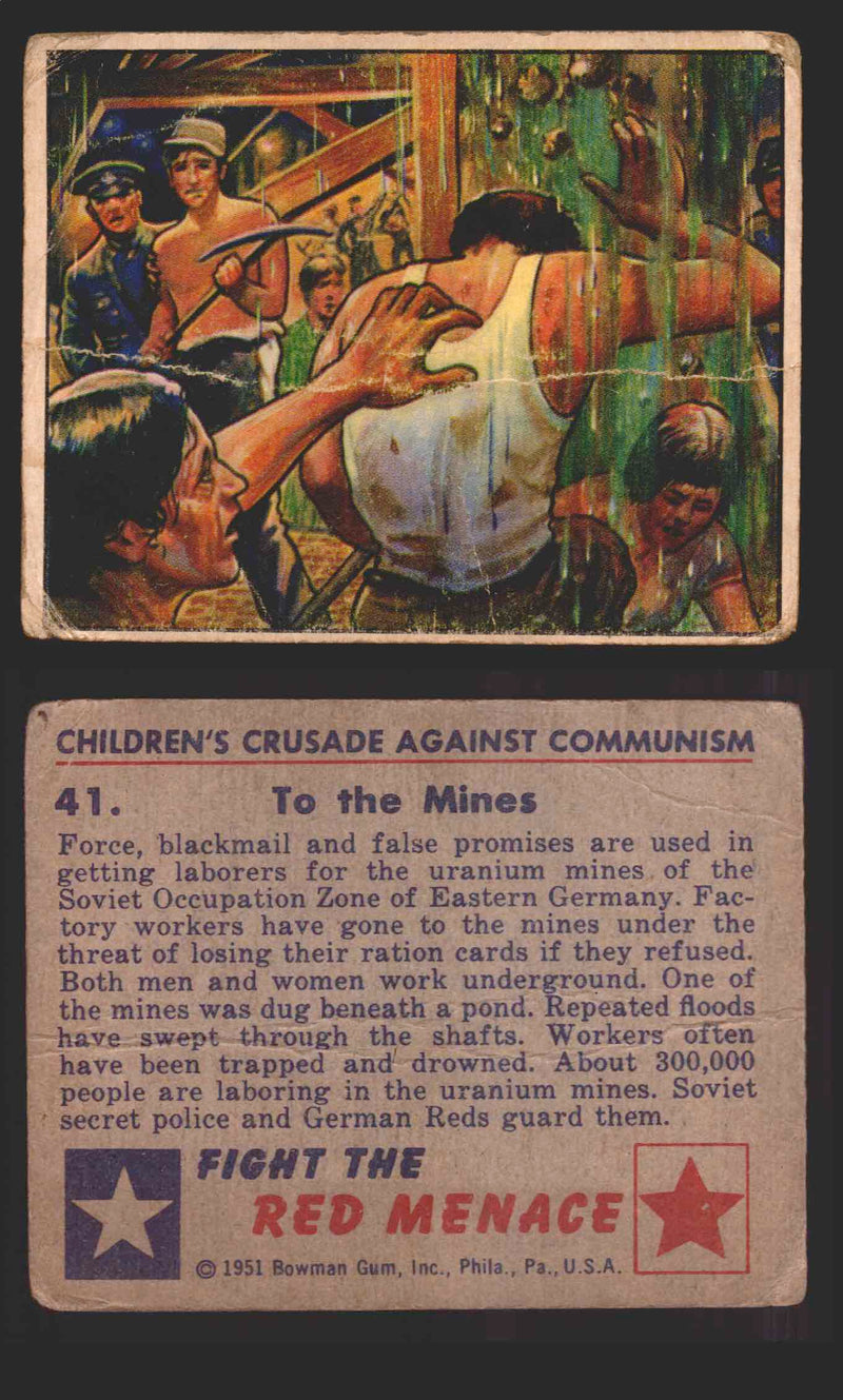 1951 Red Menace Vintage Trading Cards #1-48 You Pick Singles Bowman Gum 41   To the Mines  - TvMovieCards.com