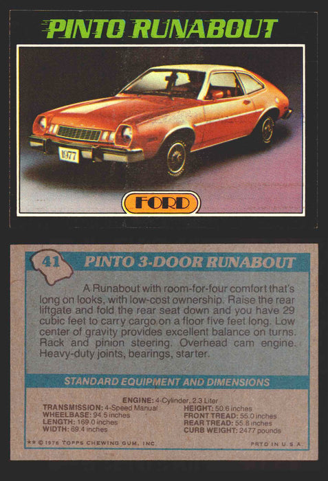 1976 Autos of 1977 Vintage Trading Cards You Pick Singles #1-99 Topps 41   Ford Pinto 3-Door Runabout  - TvMovieCards.com