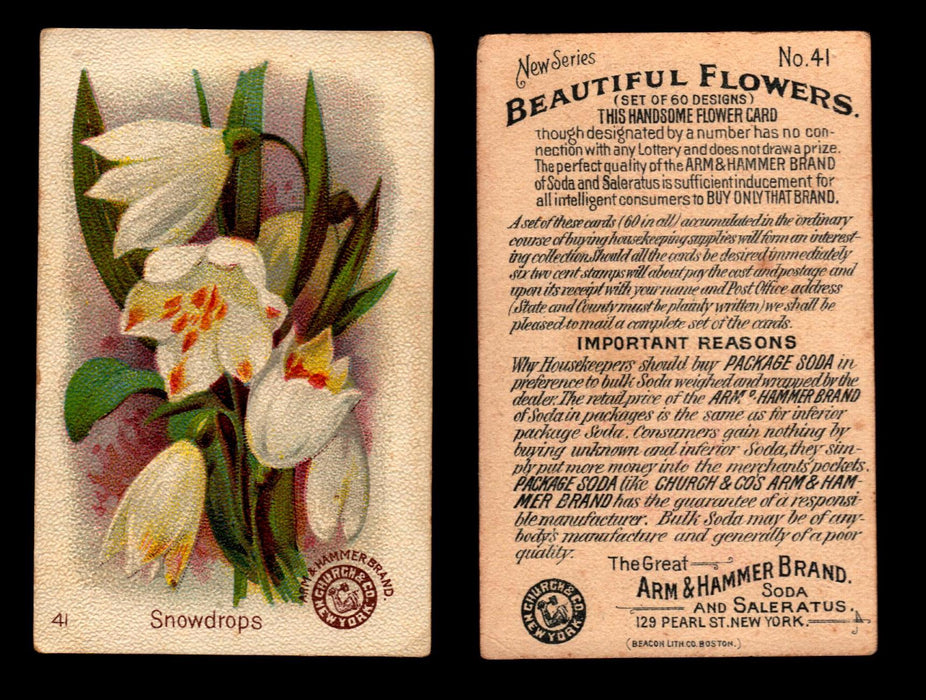 Beautiful Flowers New Series You Pick Singles Card #1-#60 Arm & Hammer 1888 J16 #41 Snowdrops  - TvMovieCards.com