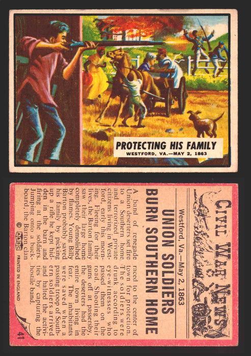 Civil War News Vintage Trading Cards A&BC Gum You Pick Singles #1-88 1965 41   Protecting His Family  - TvMovieCards.com