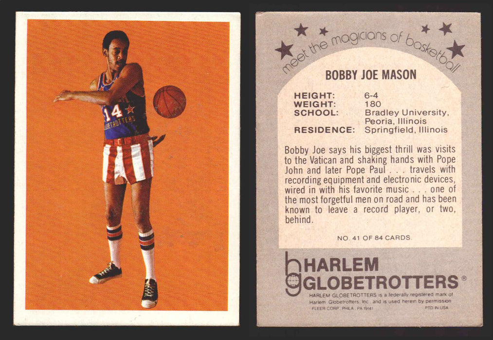 1971 Harlem Globetrotters Fleer Vintage Trading Card You Pick Singles #1-84 41 of 84   Bobby Joe Mason  - TvMovieCards.com