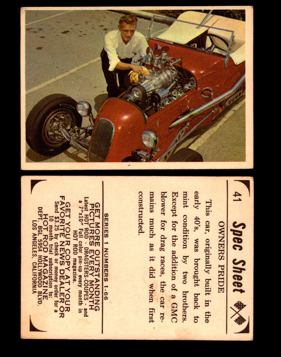 1965 Donruss Spec Sheet Vintage Hot Rods Trading Cards You Pick Singles #1-66 #41  - TvMovieCards.com