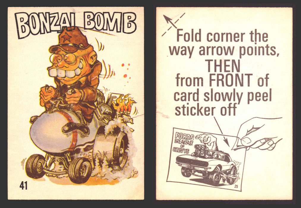 1969 Odd Rods Vintage Sticker Trading Cards #1-#44 You Pick Singles Donruss #	41	Bonzai Bomb  - TvMovieCards.com