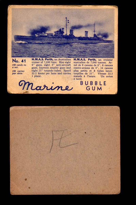 1944 Marine Bubble Gum World Wide V403-1 Vintage Trading Card #1-120 Singles #41 H.M.A.S. Perth  - TvMovieCards.com