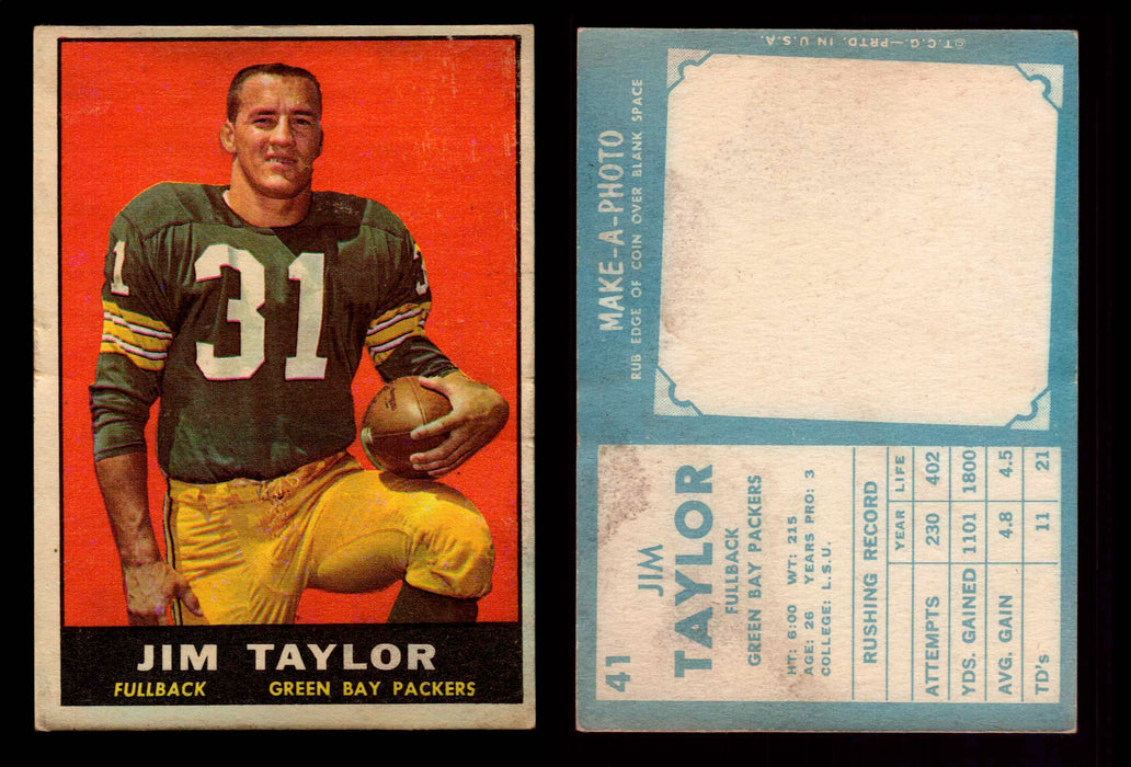 1961 Topps Football Trading Card You Pick Singles #1-#198 G/VG/EX #	41	Jim Taylor (HOF)  - TvMovieCards.com