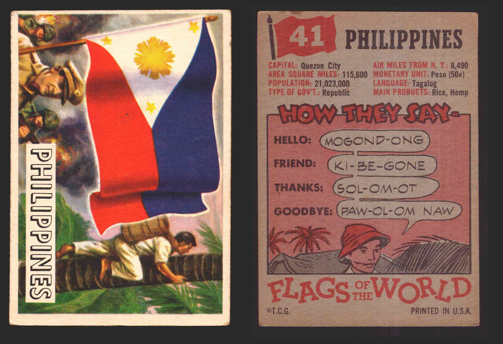 1956 Flags of the World Vintage Trading Cards You Pick Singles #1-#80 Topps 41	Philippines  - TvMovieCards.com