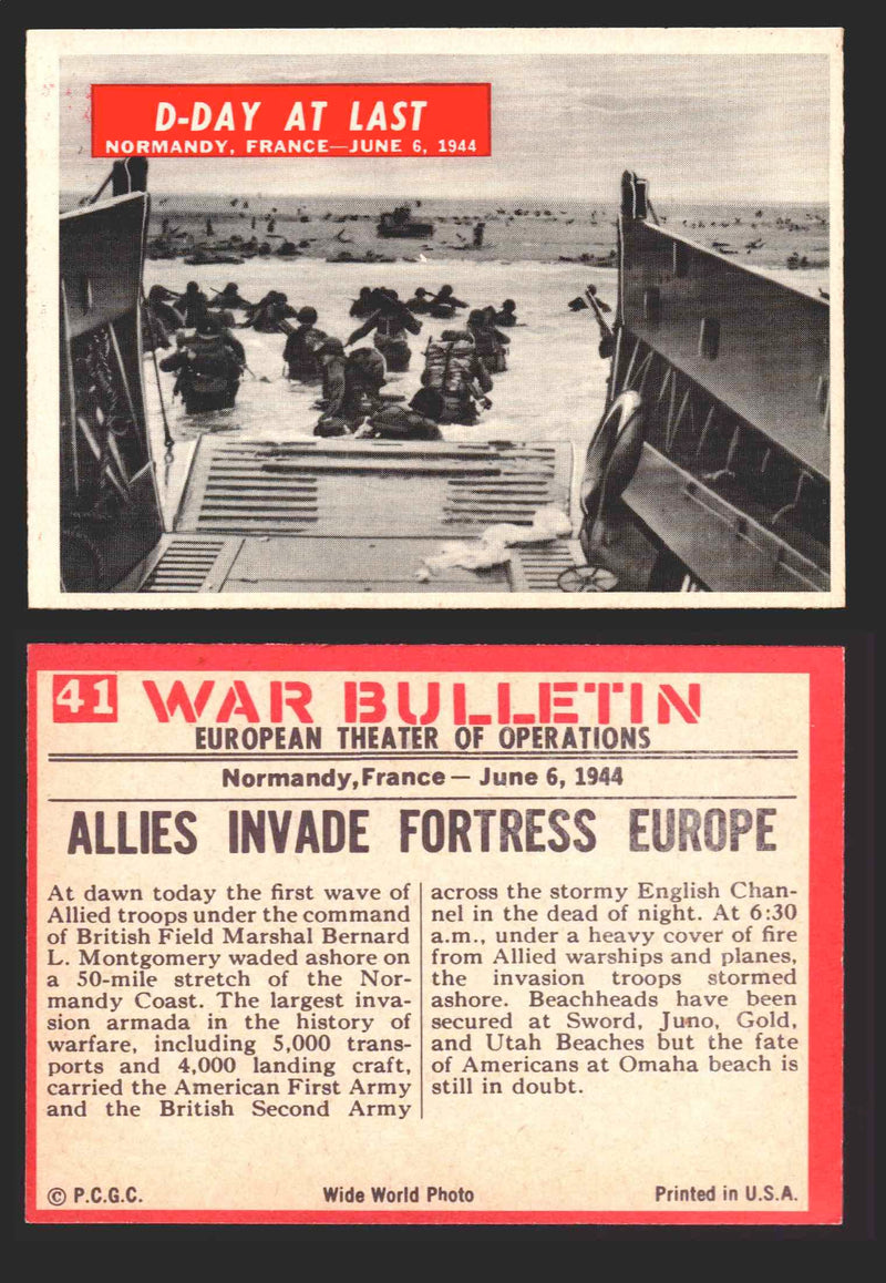 1965 War Bulletin Philadelphia Gum Vintage Trading Cards You Pick Singles #1-88 41   D-Day At Last  - TvMovieCards.com