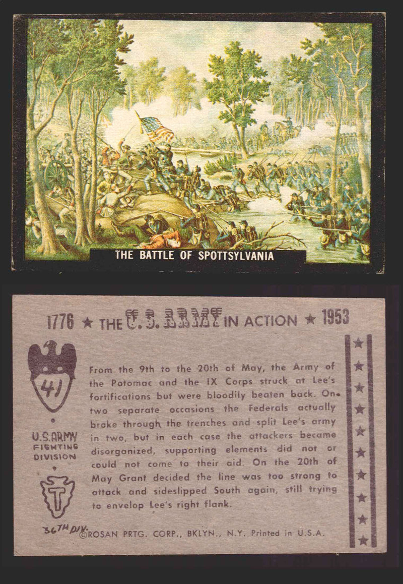 1961 The U.S. Army in Action 1776-1953 Trading Cards You Pick Singles #1-64 41   The Battle of Spottsylvania  - TvMovieCards.com