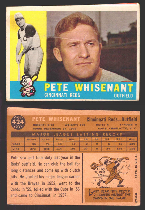 1960 Topps Baseball Trading Card You Pick Singles #250-#572 VG/EX 424 - Pete Whisenant  - TvMovieCards.com
