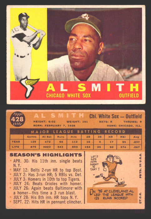 1960 Topps Baseball Trading Card You Pick Singles #250-#572 VG/EX 428 - Al Smith  - TvMovieCards.com
