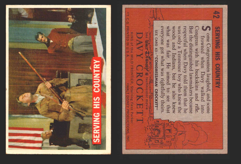 Davy Crockett Series 1 1956 Walt Disney Topps Vintage Trading Cards You Pick Sin 42   Serving His Country  - TvMovieCards.com