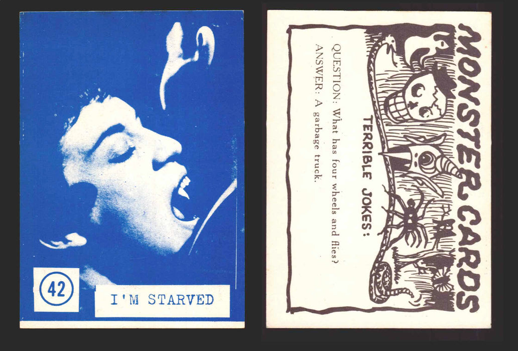 1965 Blue Monster Cards Vintage Trading Cards You Pick Singles #1-84 Rosen 42   I'm Starved  - TvMovieCards.com