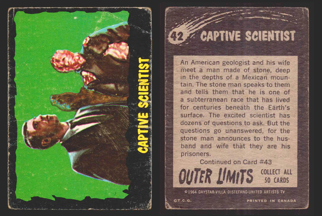 1964 Outer Limits Vintage Trading Cards #1-50 You Pick Singles O-Pee-Chee OPC 42   Captive Scientist  - TvMovieCards.com