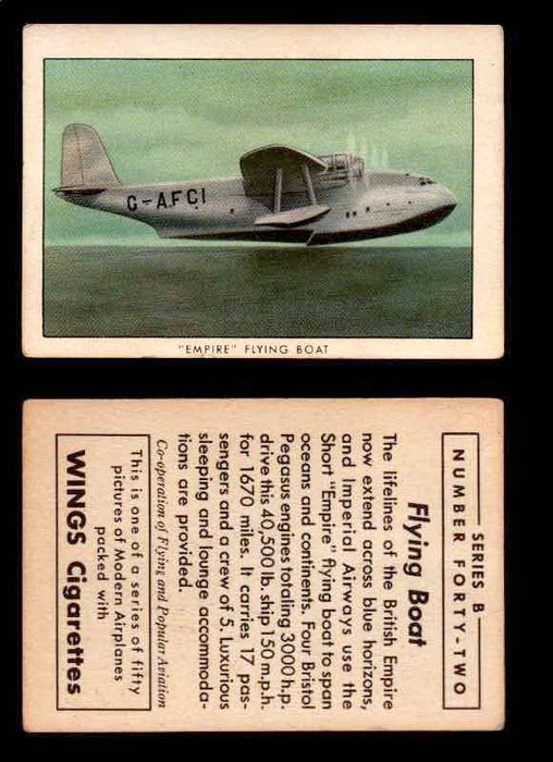 1941 Modern American Airplanes Series B Vintage Trading Cards Pick Singles #1-50 42	 	"Empire" Flying Boat  - TvMovieCards.com