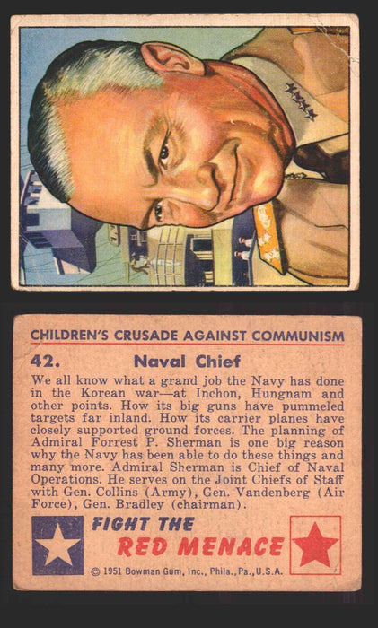 1951 Red Menace Vintage Trading Cards #1-48 You Pick Singles Bowman Gum 42   Naval Chief  - TvMovieCards.com