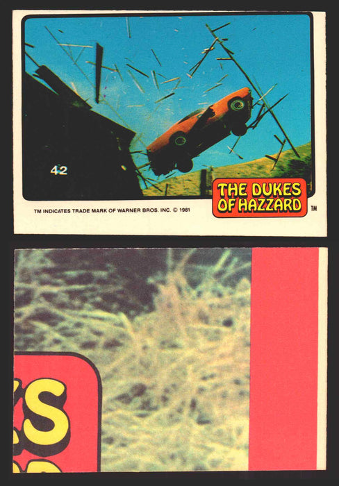 1981 Dukes of Hazzard Sticker Trading Cards You Pick Singles #1-#66 Donruss 42   The General Lee Flying through the Air  - TvMovieCards.com