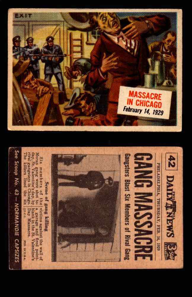1954 Scoop Newspaper Series 1 Topps Vintage Trading Cards You Pick Singles #1-78 42   Massacre in Chicago  - TvMovieCards.com