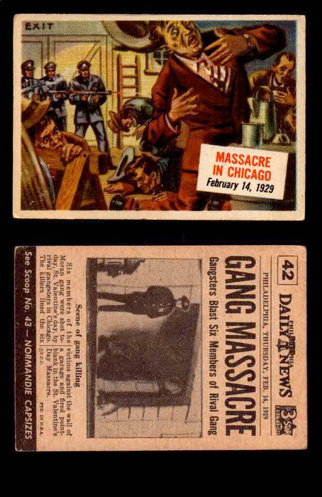 1954 Scoop Newspaper Series 1 Topps Vintage Trading Cards You Pick Singles #1-78 42   Massacre in Chicago  - TvMovieCards.com
