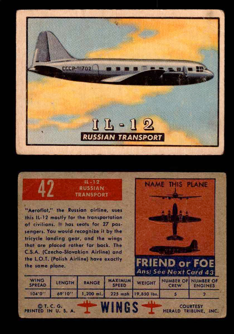 1952 Wings Topps TCG Vintage Trading Cards You Pick Singles #1-100 #42  - TvMovieCards.com