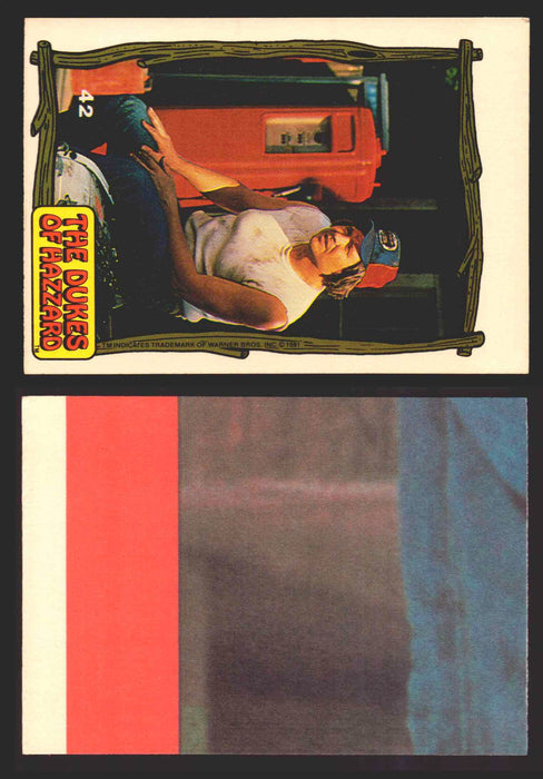 1983 Dukes of Hazzard Vintage Trading Cards You Pick Singles #1-#44 Donruss 42   Couter in front of the garage  - TvMovieCards.com