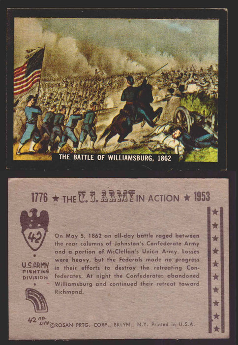 1961 The U.S. Army in Action 1776-1953 Trading Cards You Pick Singles #1-64 42   The Battle of Williamsburg 1862  - TvMovieCards.com