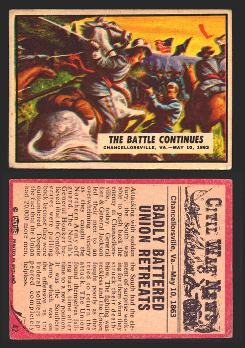 Civil War News Vintage Trading Cards A&BC Gum You Pick Singles #1-88 1965 42   The Battle Continues  - TvMovieCards.com