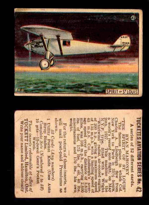 1929 Tucketts Aviation Series 1 Vintage Trading Cards You Pick Singles #1-52 #42 Ryan Mahoney  - TvMovieCards.com