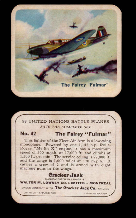 Cracker Jack United Nations Battle Planes Vintage You Pick Single Cards #1-70 #42  - TvMovieCards.com