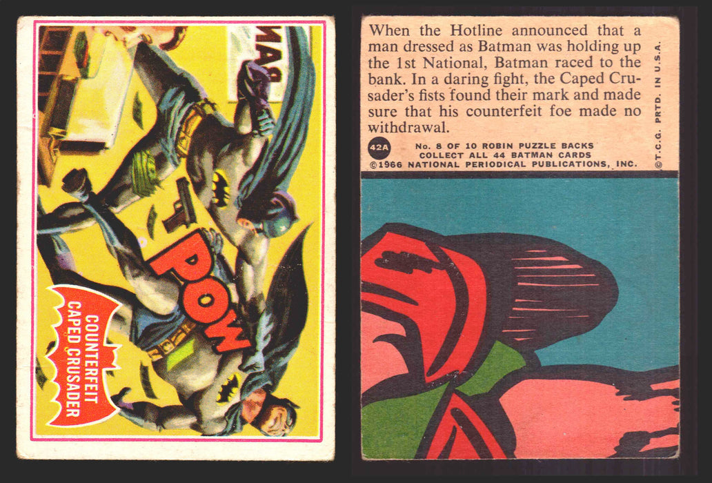 1966 Batman Series A (Red Bat) Vintage Trading Card You Pick Singles #1A-44A #42  - TvMovieCards.com