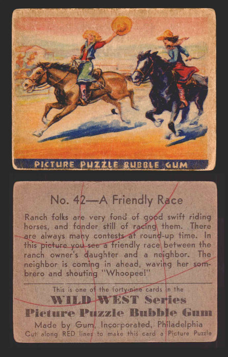 Wild West Series Vintage Trading Card You Pick Singles #1-#49 Gum Inc. 1933 42   A Friendly Race  - TvMovieCards.com