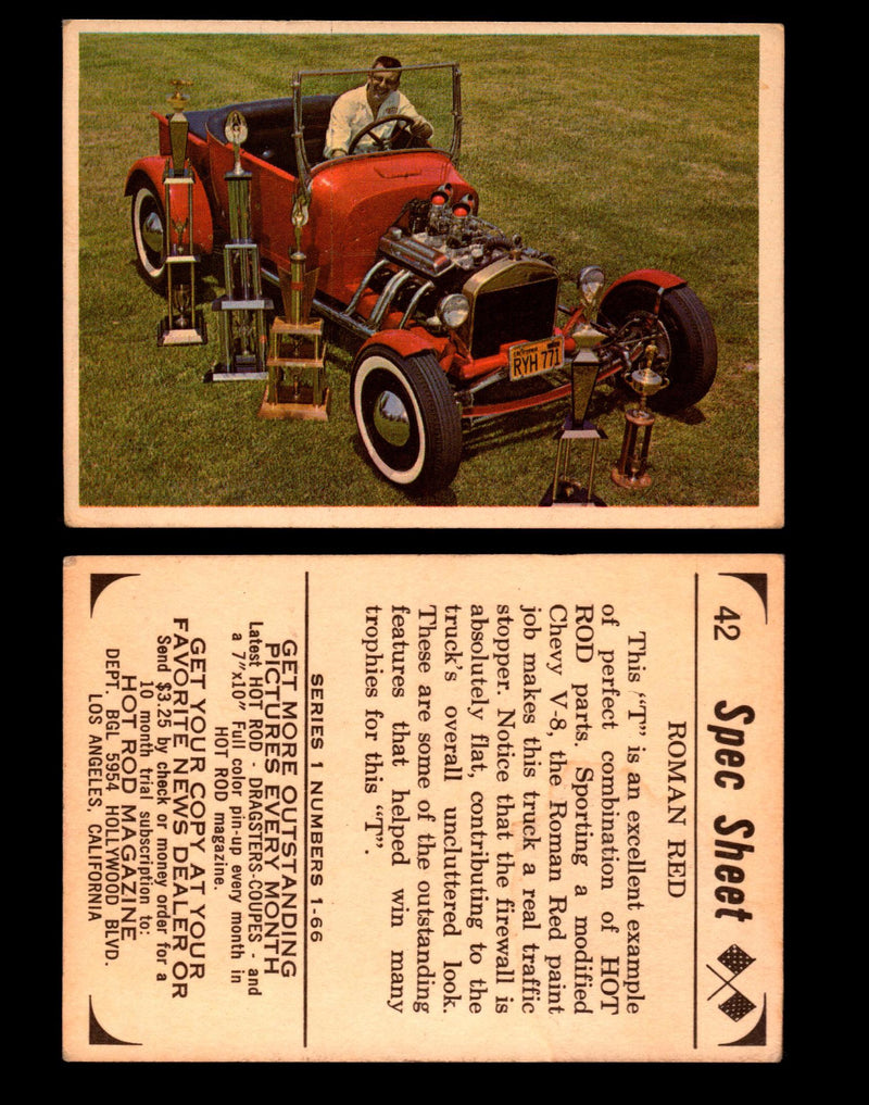 1965 Donruss Spec Sheet Vintage Hot Rods Trading Cards You Pick Singles #1-66 #42  - TvMovieCards.com