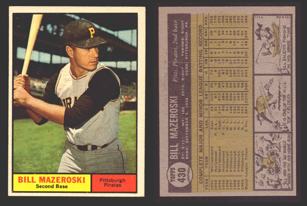 1961 Topps Baseball Trading Card You Pick Singles #400-#499 VG/EX   - TvMovieCards.com