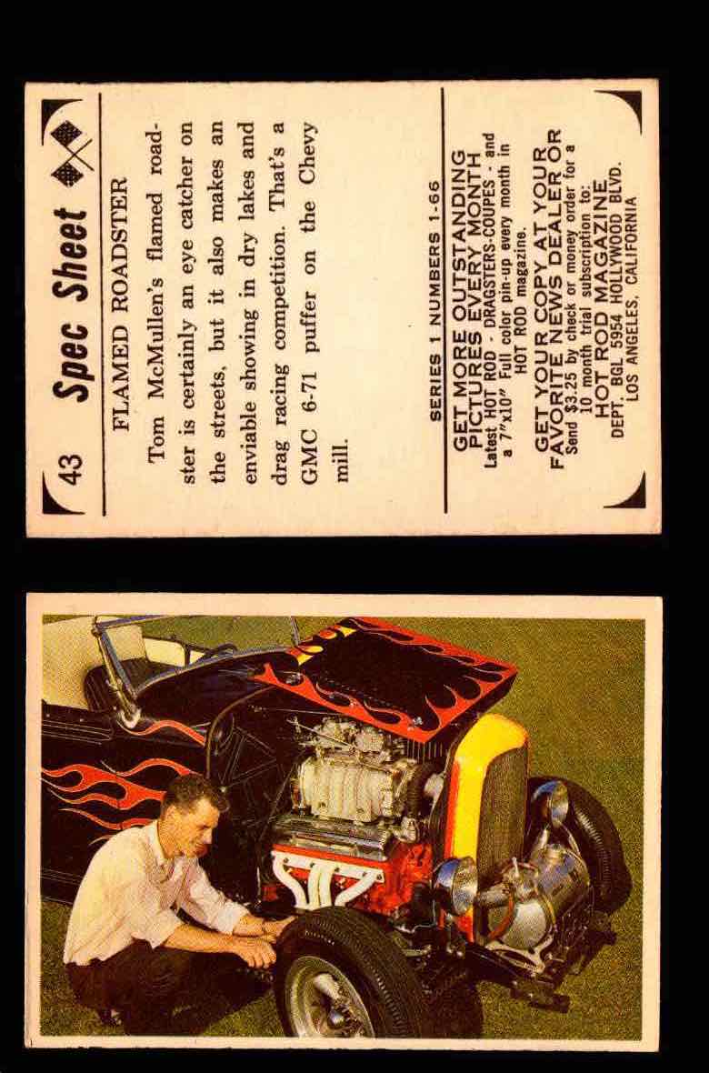 1965 Donruss Spec Sheet Vintage Hot Rods Trading Cards You Pick Singles #1-66 #43  - TvMovieCards.com