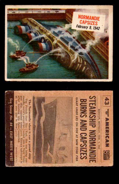 1954 Scoop Newspaper Series 1 Topps Vintage Trading Cards You Pick Singles #1-78 43   Normandie Capsizes  - TvMovieCards.com