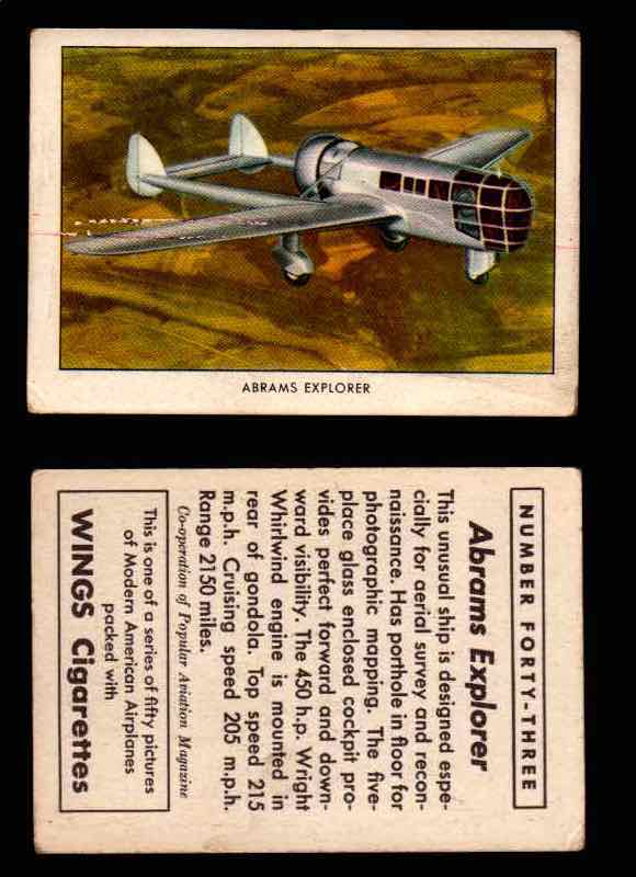 1940 Modern American Airplanes Series 1 Vintage Trading Cards Pick Singles #1-50 43 Abrams Explorer  - TvMovieCards.com