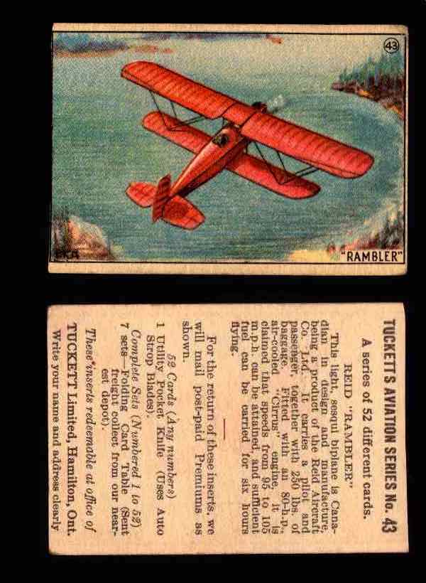 1929 Tucketts Aviation Series 1 Vintage Trading Cards You Pick Singles #1-52 #43 Reid Rambler  - TvMovieCards.com