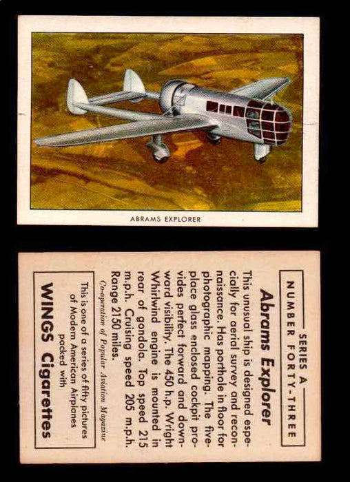 1940 Modern American Airplanes Series A Vintage Trading Cards Pick Singles #1-50 43 Abrams Explorer  - TvMovieCards.com
