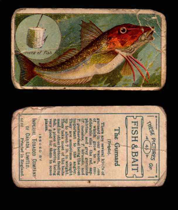 1910 Fish and Bait Imperial Tobacco Vintage Trading Cards You Pick Singles #1-50 #43 The Gurnard  - TvMovieCards.com