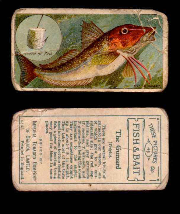 1910 Fish and Bait Imperial Tobacco Vintage Trading Cards You Pick Singles #1-50 #43 The Gurnard  - TvMovieCards.com