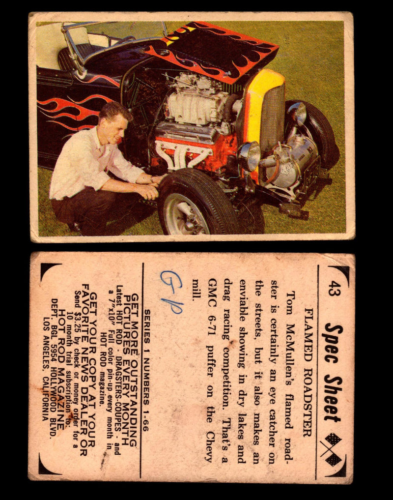 1965 Donruss Spec Sheet Vintage Hot Rods Trading Cards You Pick Singles #1-66   - TvMovieCards.com